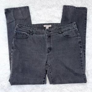 CHICO’S Slim Straight Washed Black Denim Jeans 8 Regular (Chico’s Size 1R)